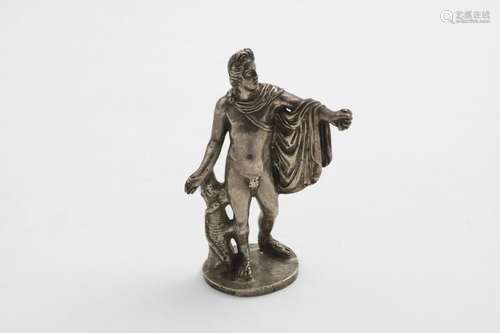 A SMALL CAST SCULPTURED FIGURE REPRESENTING APOLLO on a circ...