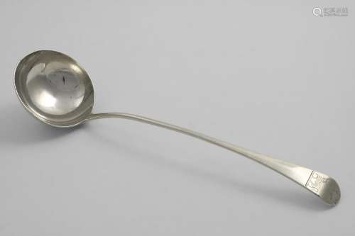 A GEORGE III OLD ENGLISH PATTERN SOUP LADLE crested, by Thom...