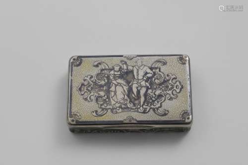 A MID 19TH CENTURY FRENCH PARCELGILT, NIELLOWORK SNUFF BOX r...