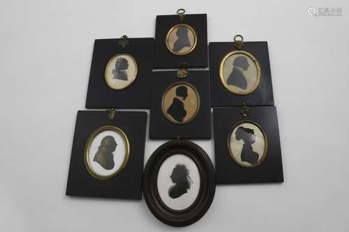 SEVEN VARIOUS SILHOUETTES including a portrait of George III...