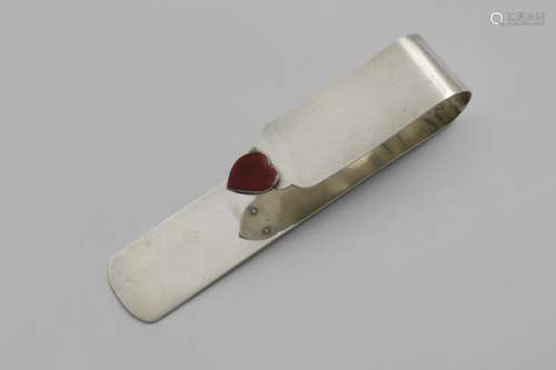 A LATE VICTORIAN BOOKMARK with a red-enamelled heart termina...