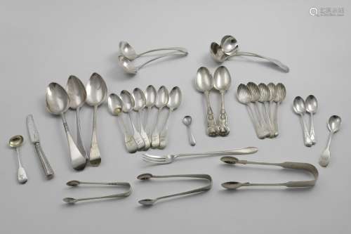 A MIXED LOT:- A pair of George III provincial table spoons, ...