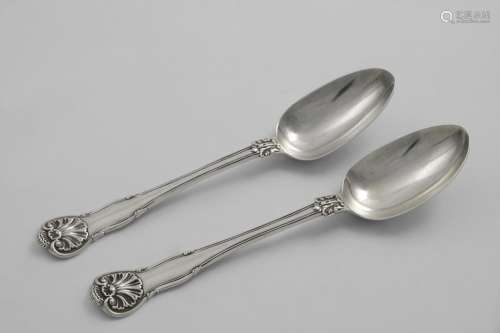 A PAIR OF GEORGE IV KING'S HUSK PATTERN TABLE SPOONS by Will...