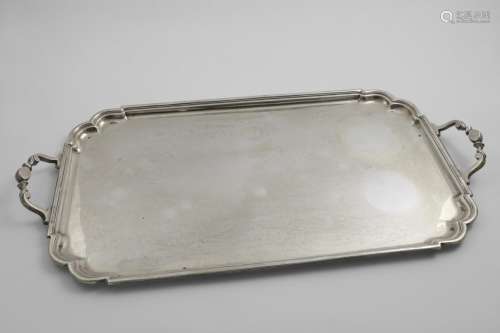 A MID 20TH CENTURY TWO-HANDLED TEA TRAY rectangular with a m...