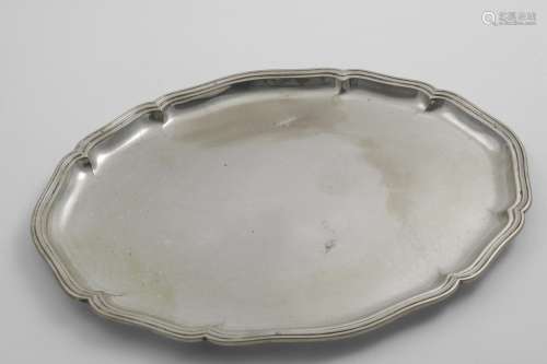 AN EARLY 20TH CENTURY GERMAN TRAY OR SALVER of shaped oval o...