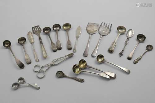 A MIXED LOT;- Fifteen various small spoons (mainly for condi...