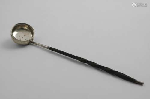 A GEORGE III SCOTTISH PUNCH LADLE with a squat circular bowl...