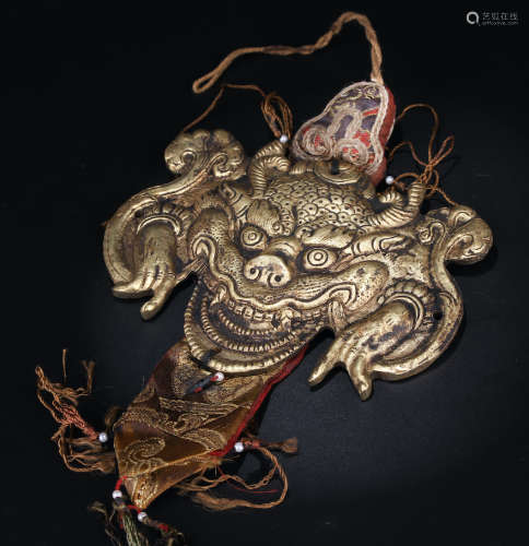 清 藏传兽面纹铜挂饰