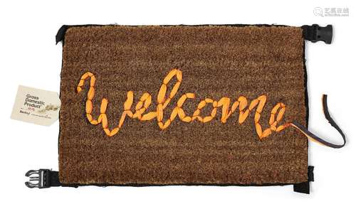 Banksy, (British b.1974) Welcome Mat, 2020; Hand-stitched ma...