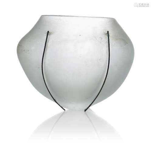 Anna Dickinson (British 1961-), a frosted glass bowl c.1980,...