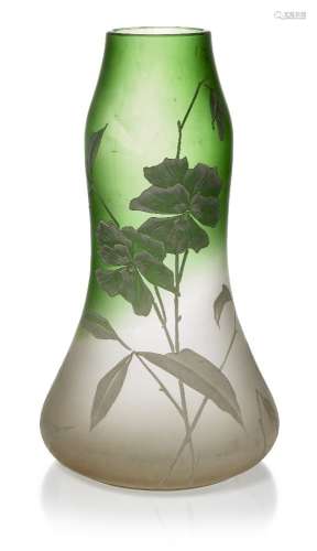 An Art Nouveau painted glass vase c.1900 The shaped and fros...