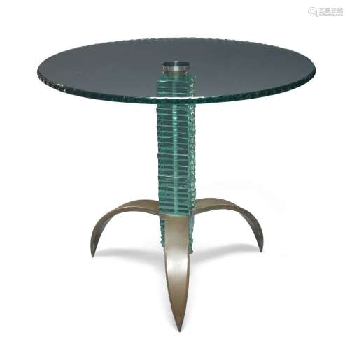 Danny Lane (American B.1955), a glass and steel centre table...