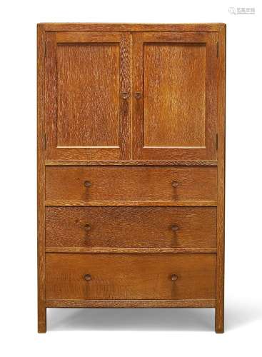 Heal & Son (British), a limed oak cabinet c.1930, one drawer...