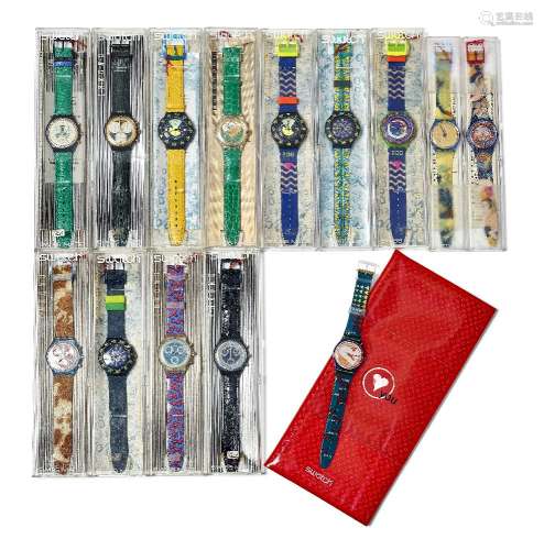 Swatch (Swiss), a collection of 14 cased watches c.1990, all...