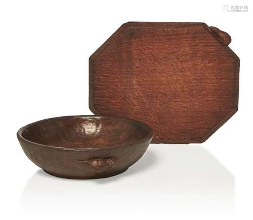 Robert Thompson (British 1876-1955), a 'Mouseman' oak bowl a...
