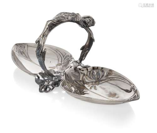 WMF (German), a pewter and silver plated brass double fruit ...