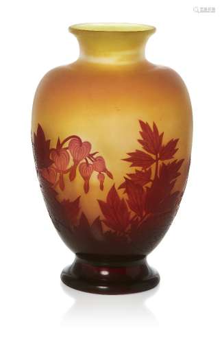 Gallé, a cameo glass vase c.1910, signed in cameo 'Gallé' Th...