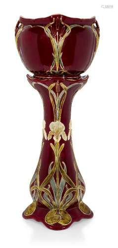 An Art Nouveau ceramic jardinière and stand c.1900 The jardi...