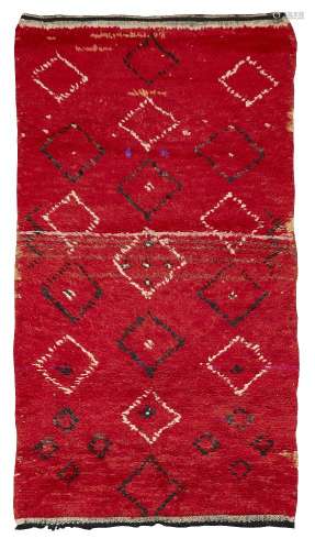 Moroccan, a handwoven long pile wool rug Second quarter 20th...