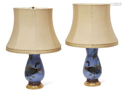 A pair of Japanese ceramic table lamps 20th Century, obscure...