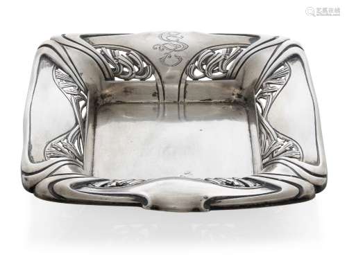 An Art Nouveau German silver dish c.1900, Marked G. Aron, Ge...