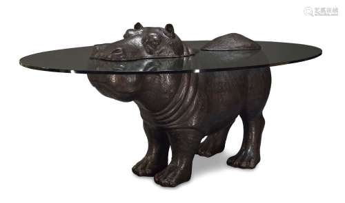 Mark Stoddart (British B.1964), a bronze and glass ‘Hippo’ d...
