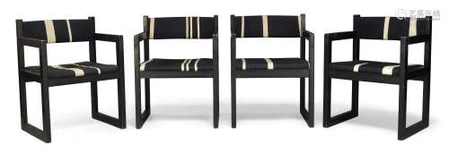 Johannes Nørgaard (Danish), a set of four ebonised armchairs...