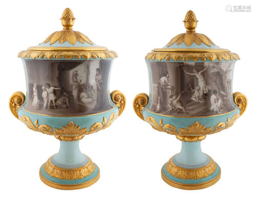 A PAIR OF RUSSIAN IMPERIAL CRATER VASES, IMPERIAL PORCELAIN ...