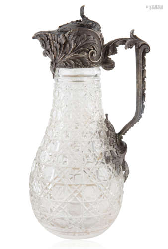 A RUSSIAN SILVER-MOUNTED CRYSTAL PITCHER, WORKMASTER KONSTAN...