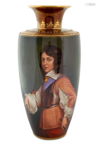 A PORCELAIN KPM VASE 'PRINCE WILHELM', PAINTED BY WAGNER FIN...