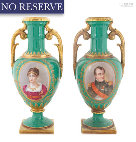 A PAIR OF FRENCH PORCELAIN VASES, MARTIAL REDON, PAINTED BY ...