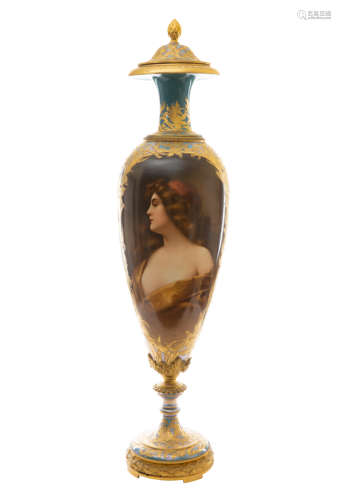 A FRENCH ORMOLU-MOUNTED SEVRES STYLE PORCELAIN VASE, KARL MA...