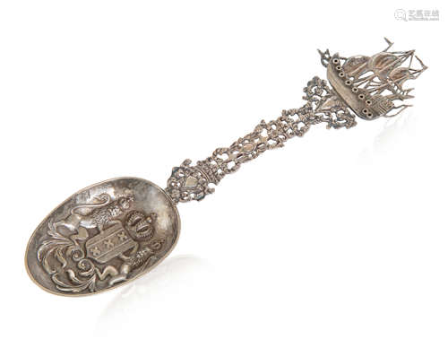 A DUTCH SILVER SERVING SPOON, CIRCA 1870