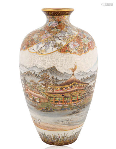 A SMALL JAPANESE EARTHENWARE VASE, PROBABLY KOBAYASHI KEIZAN...