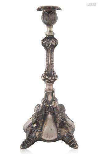 AN AUSTRIAN SILVER-PLATED CANDLE HOLDER, 1867-1872