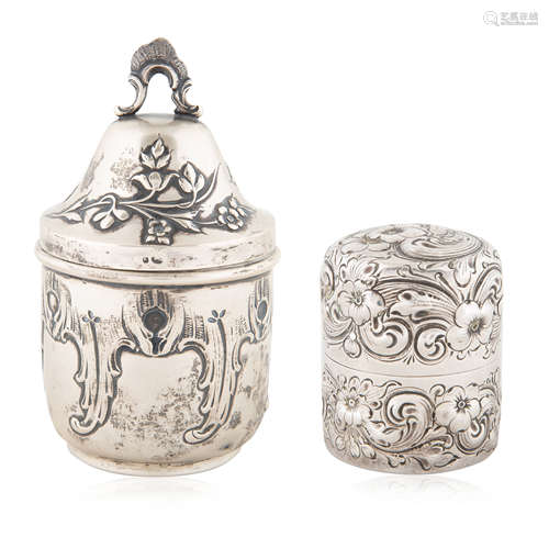 AN AMERICAN SILVER INKWELL AND COVERED CUP, INKWELL BY WILLI...