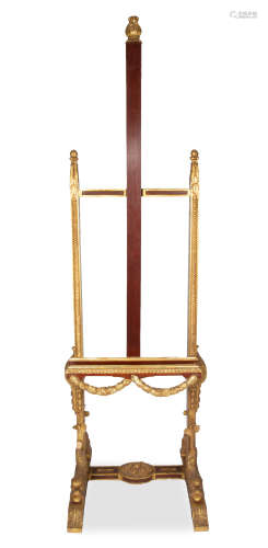 A CARVED WOOD AND GILT ARTIST EASEL, LIKELY ITALIAN, EARLY 2...
