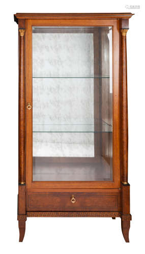 A CONTINENTAL WOODEN AND GLASS DISPLAY CABINET, LATE 19TH-EA...