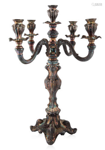 A SILVER-PLATED LOUIS XV STYLE CANDELABRA, 20TH CENTURY