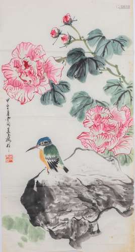 吴玉梅 蜂鸟花卉图