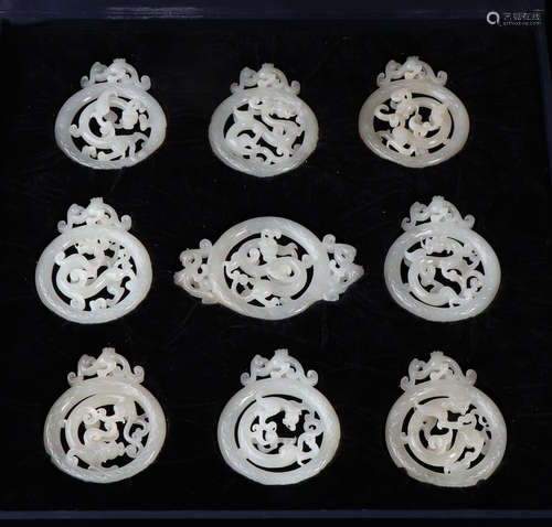 SET OF HETIAN JADE CARVED PENDANT