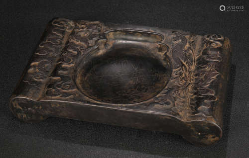 DUAN STONE CARVED INKSTONE WITH DRAGON PATTERN