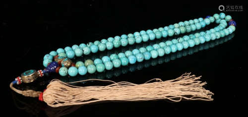 TURQUOISE STRING NECKLACE WITH 108 BEADS