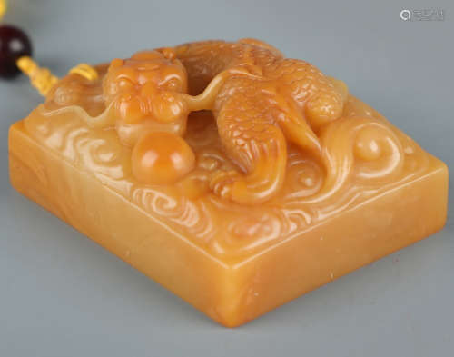 TIANHUANG STONE CARVED DRAGON PATTERN TABLET