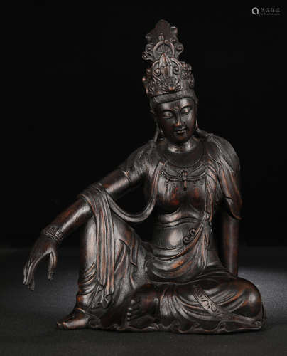 CHENXIANG WOOD CARVED GUANYIN BUDDHA STATUE