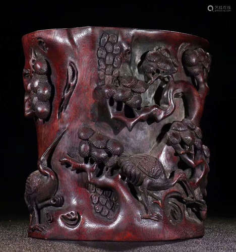 CHENXIANG WOOD CARVED BRUSH POT