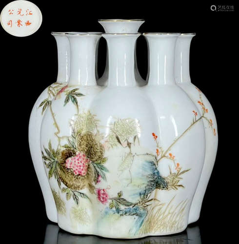 SHALLOW GLAZE FLOWER PATTERN VASE