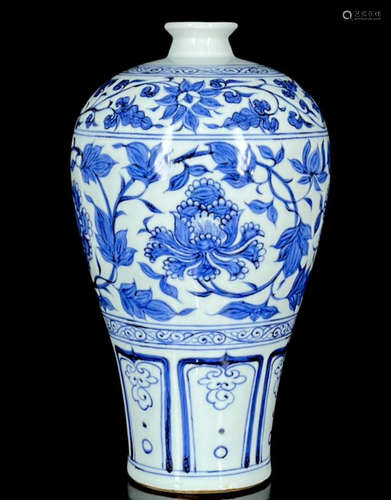 BLUE&WHITE GLAZE FLOWER PATTERN VASE