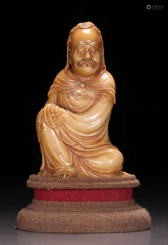 SOAPSTONE CARVED ARHAT BUDDHA