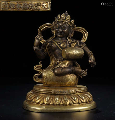 QIANLONG MARK GILT BRONZE BUDDHA